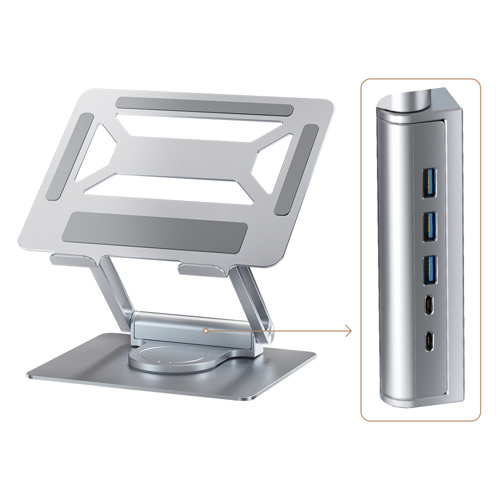 360° Swivel Laptop Stand with USB-C Docking Station